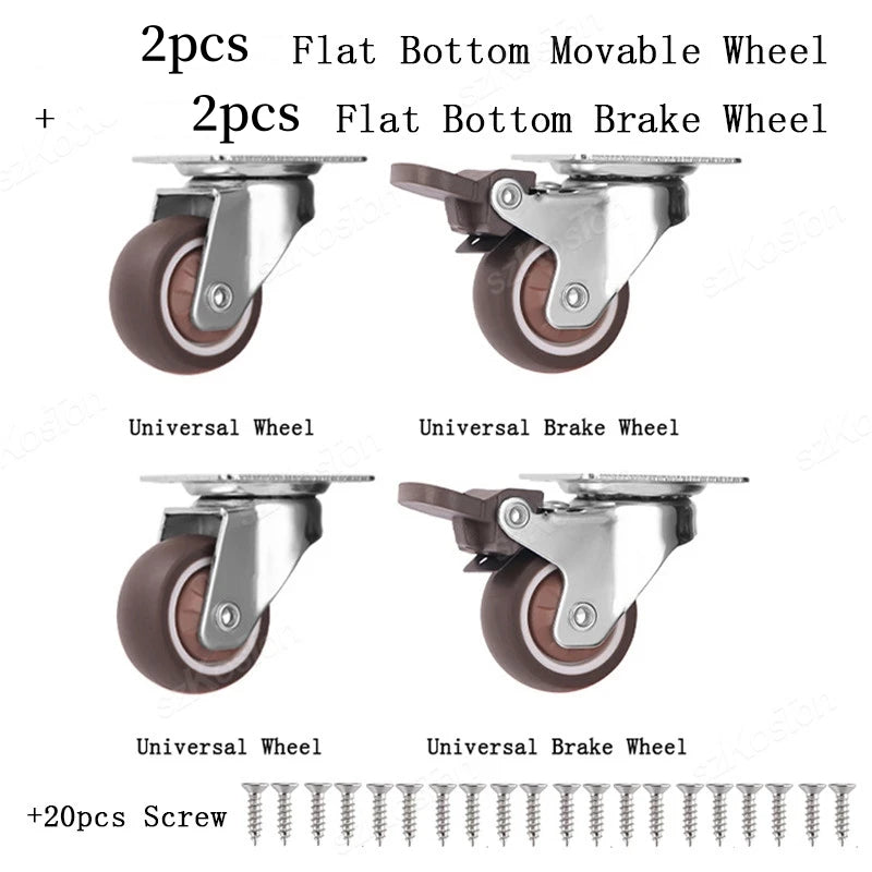 4pcs/lot Universal Fixed Swivel Casters for Table Chair Sofa With/Without Brake Heavy Duty Furniture Castor Silent Trolley Wheel