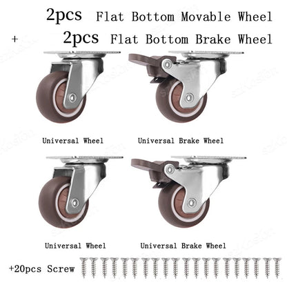 4pcs/lot Universal Fixed Swivel Casters for Table Chair Sofa With/Without Brake Heavy Duty Furniture Castor Silent Trolley Wheel