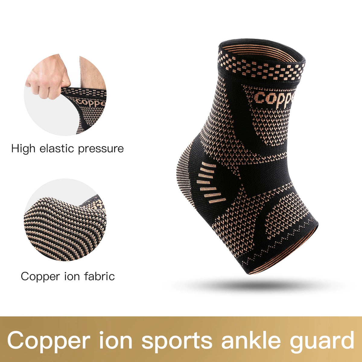 1/2 piece Copper Ankle Brace,Infused Ankle Support Compression Sleeve for Men Women,for Foot Pain,Sprained Ankle,Recovery,sports
