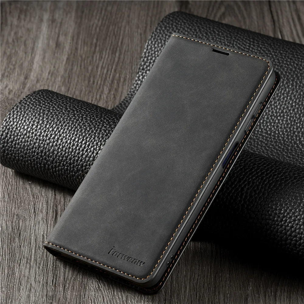 Leather Phone Case For Samsung S26 S25 edge S24 S23 FE S22 Ultra S21 S20 S10 Plus Note 20 10 9 Magntic Flip Card Wallet Cover