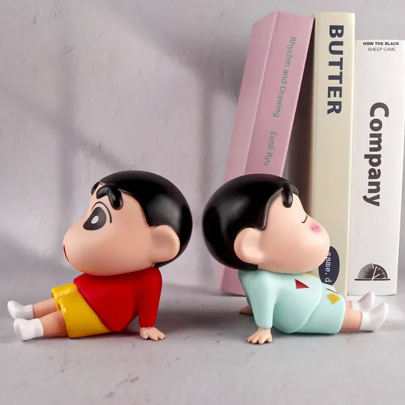 Crayon Shin-Chan Anime Figure Phone Holder Kawaii Desktop Ornaments Phone Support Mini GK Collection Decoration Toys Girls Gifts