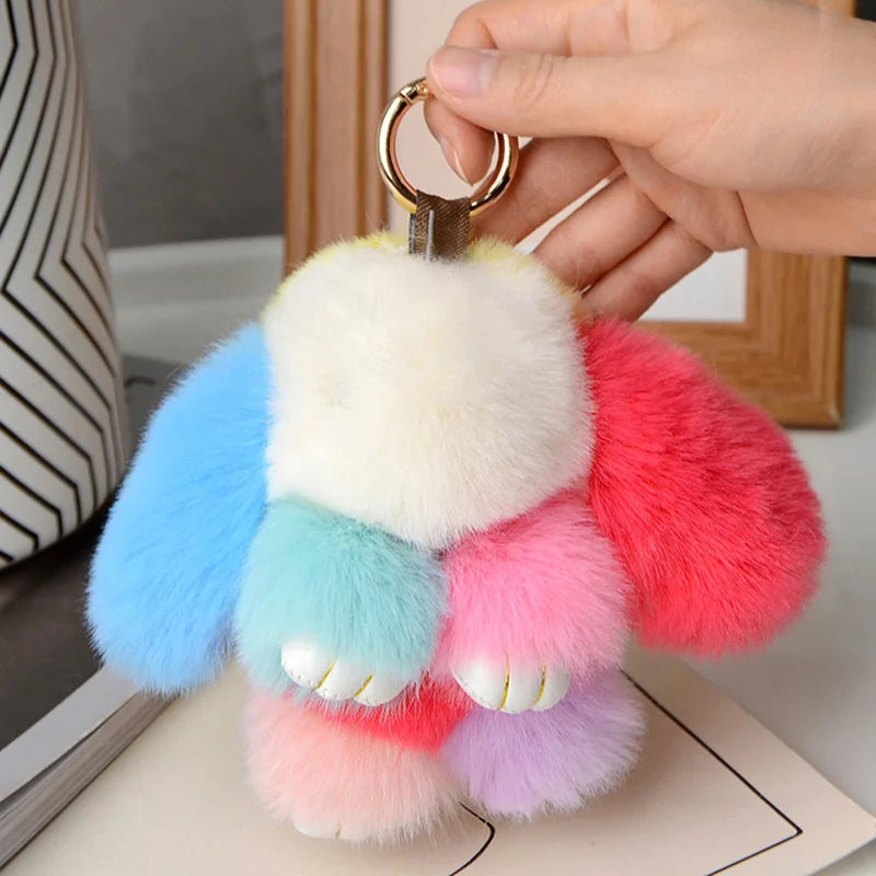 15cm Gifts Rabbit Fur Keychain Women Bag Car Key chain Pendant Decoration Jewelry Bags Hangings Accessories