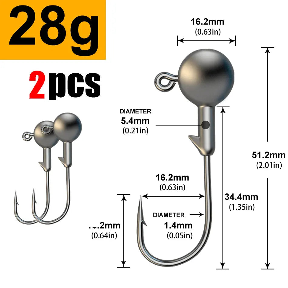 WODJYJ 1g 2g 3g 4g 5g 7g 8g 10g 14g 20g 28g jig head hook for fishing tackle ,rig soft worm hook crank lure bait hook