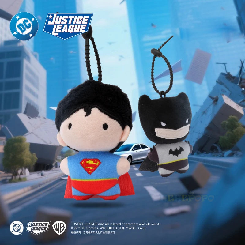 9cm Batman Superman Plush Keychain DC Justice League 9cm Harley Quinn Joker Cute Cartoon Movie Dolls Creative Christmas Gifts