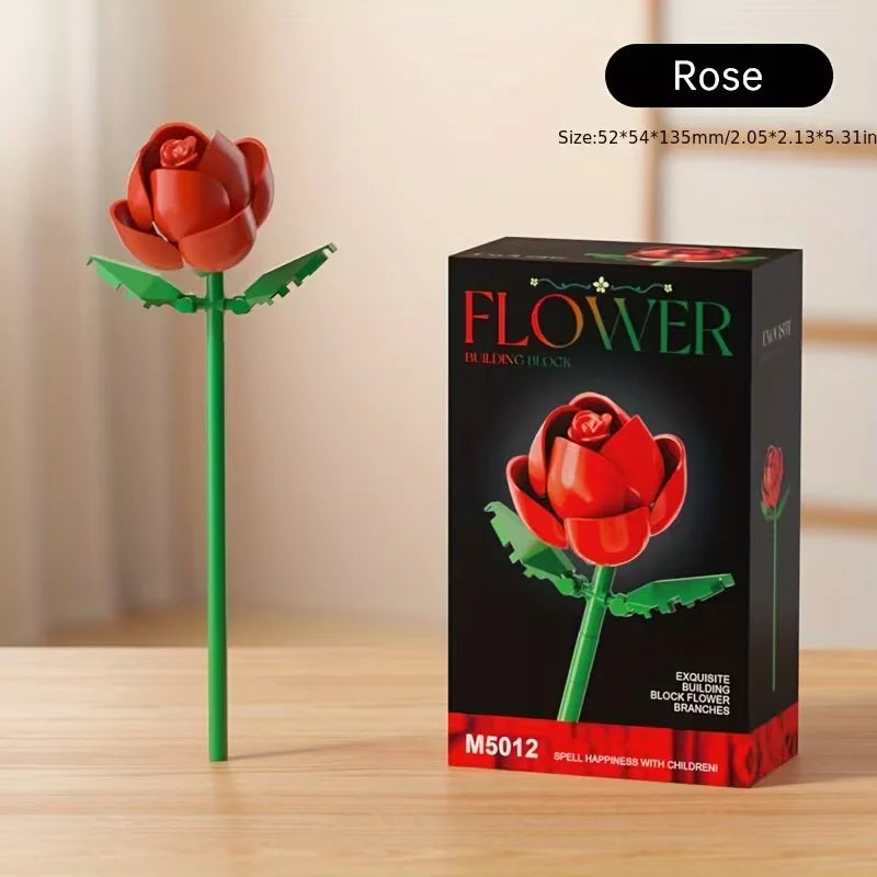 Micro particle building block flower set, DIY assembly floral decoration, suitable for desktop decoration and room accessories [