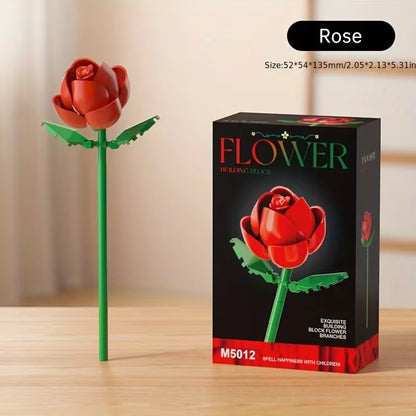 Micro particle building block flower set, DIY assembly floral decoration, suitable for desktop decoration and room accessories [