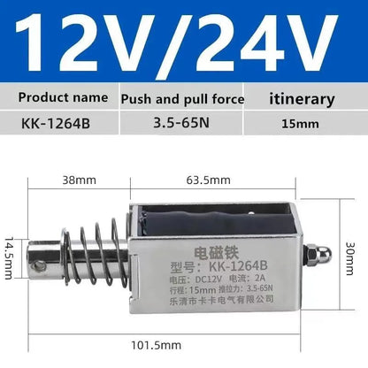 DC12V 24V Through Push Pull Small DC Electromagnet 0520B 0530B 0630B 0730B Strong Pull Switch 5N Stroke Magnet