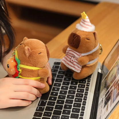Capybara Plush Toy Pendant Keychain Capibara Cosplay Pokemon Pikachu Disney Stitch Sanrio Kuromi Plushies Stuffed Bag Decor Gift
