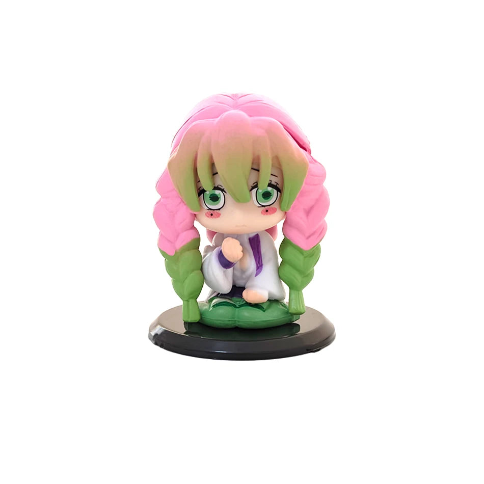 5-15pcs Q Version Demon Slayer Sitting Ghost Doll Tanjiro Nidouzi Inosuke Zenizu  Toy  Figural PVC Model Gift