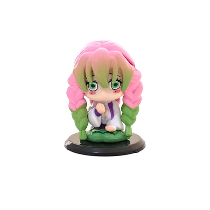 5-15pcs Q Version Demon Slayer Sitting Ghost Doll Tanjiro Nidouzi Inosuke Zenizu  Toy  Figural PVC Model Gift