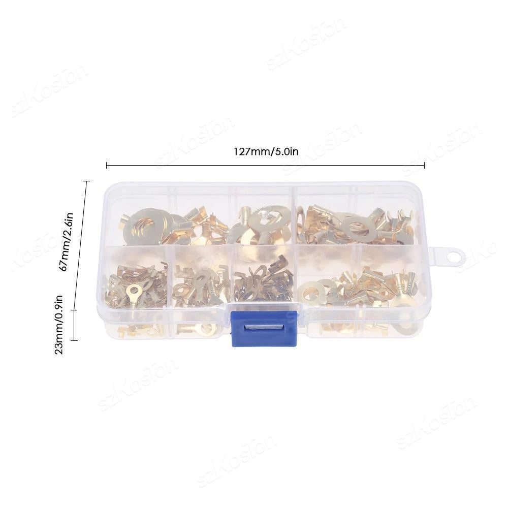 150/300/540Pcs M3/M4/M5/M6/M8/M10 Ring Lugs Eyes Copper Crimp Terminals Cable Lug Wire Connection Non Insulated Assortment Kit