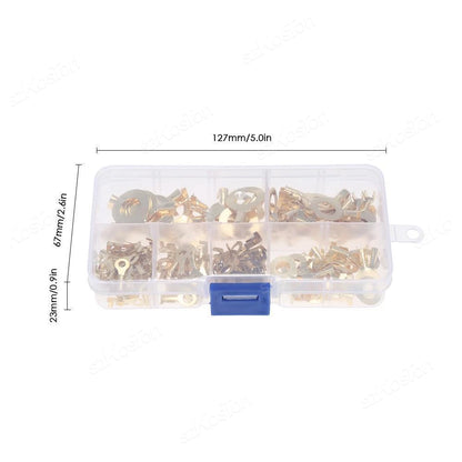 150/300/540Pcs M3/M4/M5/M6/M8/M10 Ring Lugs Eyes Copper Crimp Terminals Cable Lug Wire Connection Non Insulated Assortment Kit