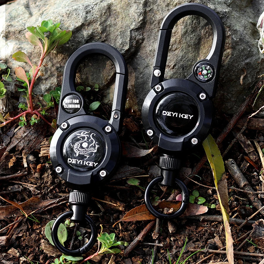 Rope Retractable Pull Reel Steel Wire Carabiner Key Chains Buckle Holder Outdoor Sporty Keychain Multiple Tool Anti-Theft