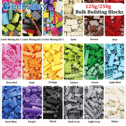 125g/250g Building Blocks Bulk Lot Pack Bricks Block Plate Creative Toy Small Particles Bulk Compatible Legoeds DIY Kit for Kids