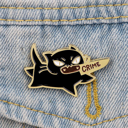 Funny Black Cat Enamel Pin Badges on Backpack Brooches for Women Men Lapel Pins Animal Jewelry Cosplay Accessories Toys Gift