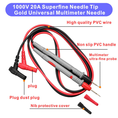 Multimeter Probe Test Line  Multimeter Test Leads 1000V/20A (Gold-Plated Special Tip)