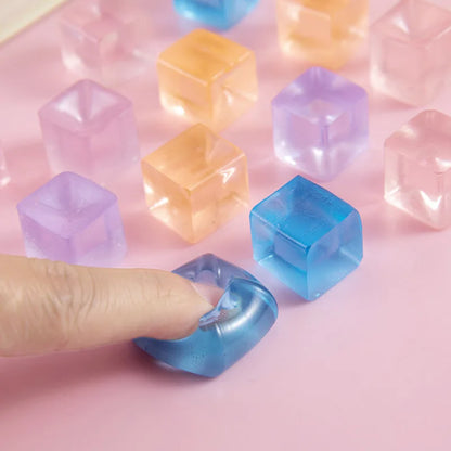 3Pcs Squishy Ice Cube Fidget Toy Square Shape Squishy Stress Ball Squeeze Toys Stress Relief Sensory Toy For Kids Adults Gift