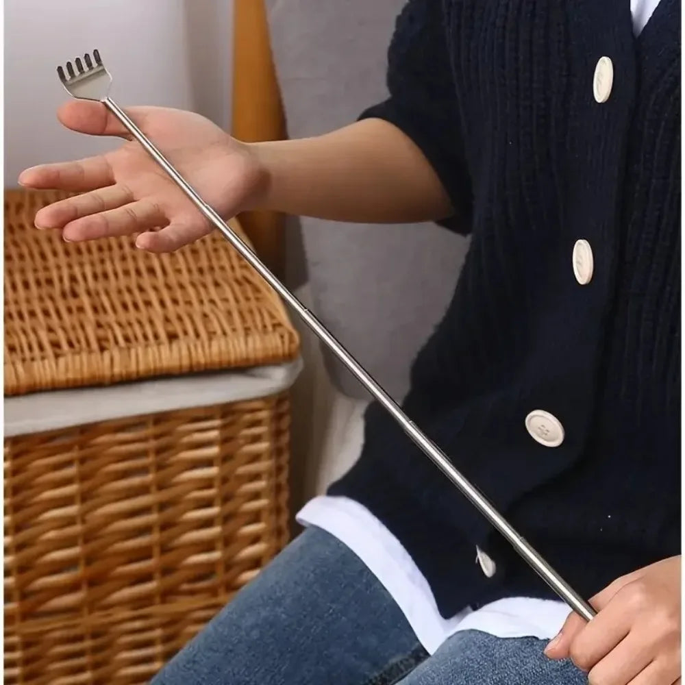 Practical Telescopic Pocket Scratching Massage Kit Stainless Steel Scratcher Handy Pen Clip Back Scratcher Relax Back Massager