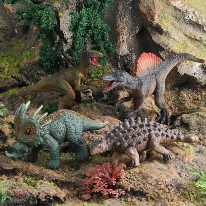 Oenux 12PCS Jurassic Dinosaur Set Velociraptor Stegosaurus Spinosaurus T-Rex Model Action Figures PVC Collection Kids Toy Gift