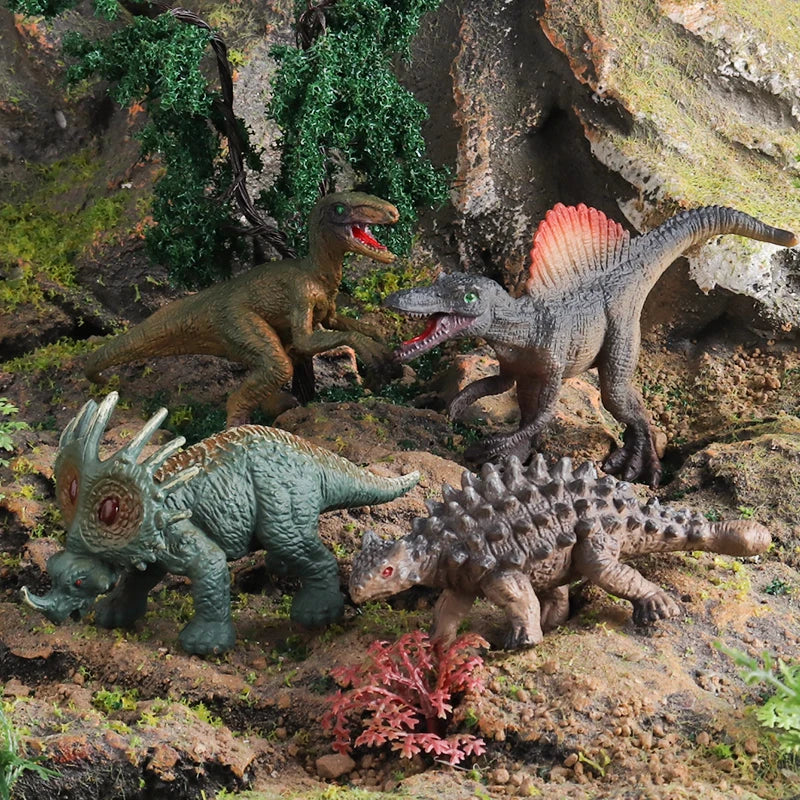 Oenux 12PCS Jurassic Dinosaur Set Velociraptor Stegosaurus Spinosaurus T-Rex Model Action Figures PVC Collection Kids Toy Gift