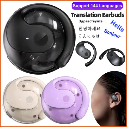 Wireless BT AI Real-time Voice Translation Earphones 144 Languages Smart Ear Headphone Translator for Business Travel Learning