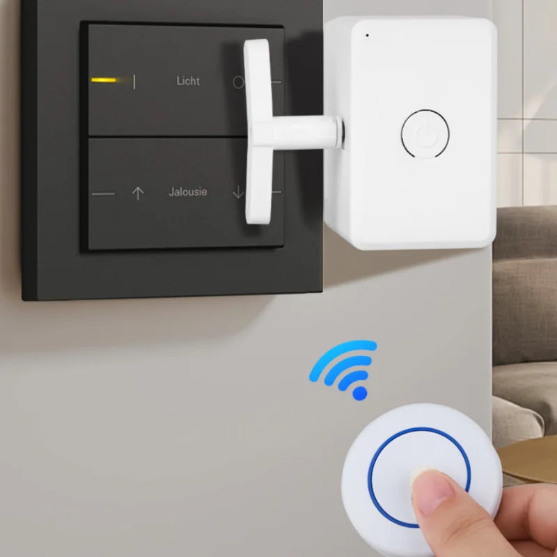 Cordless Remote Control Automatic Button Switch Lazy On Off Pusher for Lights & Electrical Tools, No Installation Needed