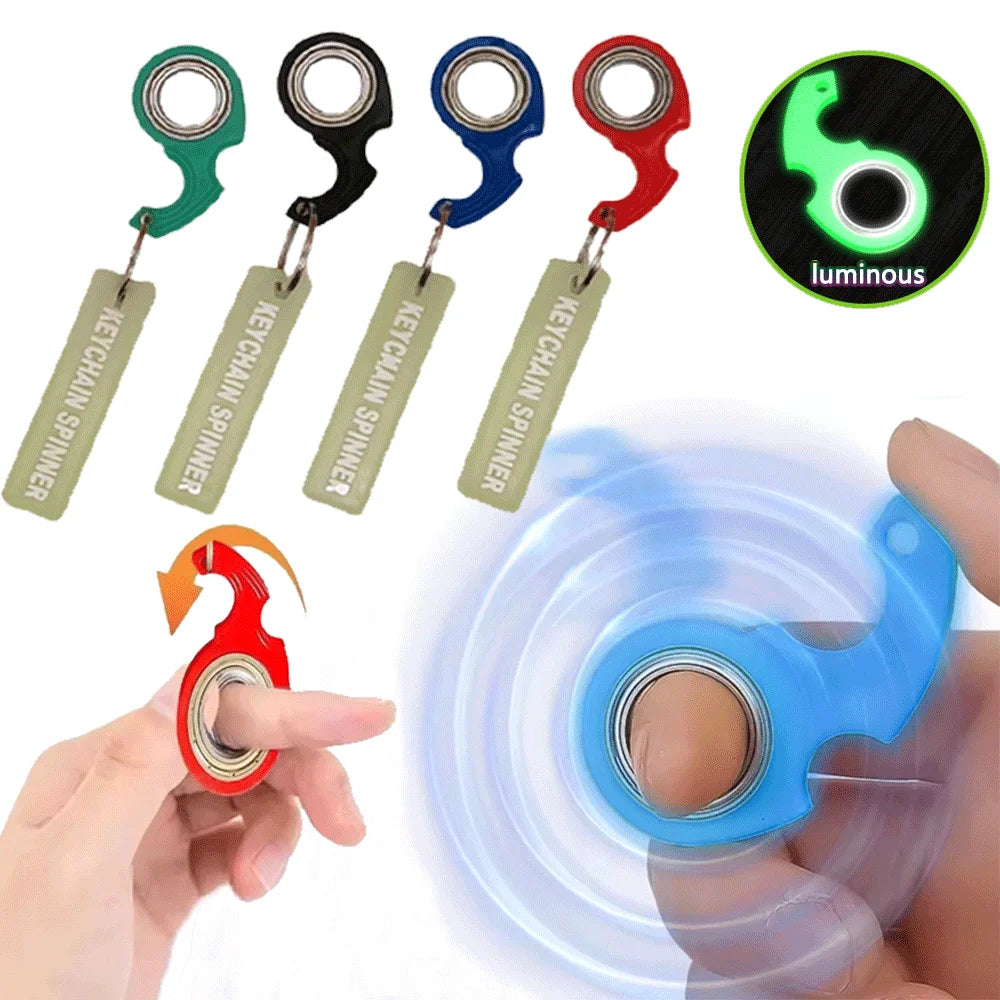 Rotate Fidget Spinner Keychain Metal Idget Toy Kid Stress Relief Spinner Keyring Fidget Ring Relieve Anxiety Boredom Party Gift