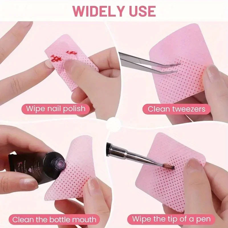 20/600Pcs Lint-Free Nail Wipes Gel Cleansing Tissues Aluminum-Free Nail Polish Remover Pads for NaiArt Beauty Cleaning Care Tool