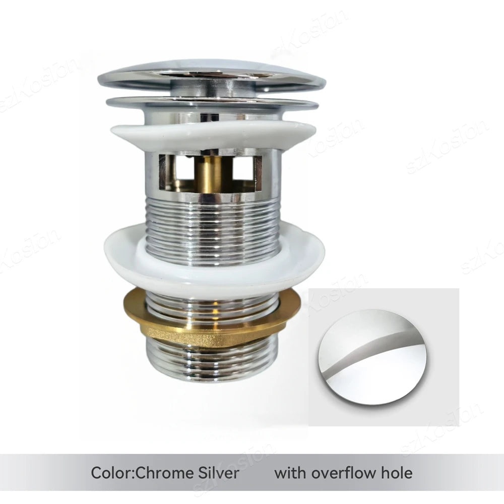 Bathroom Sink Stopper Washbasin Pop Up Drain Plug Cover Waste Pipe Drainer With Or Without Overflow For Bath Accessories