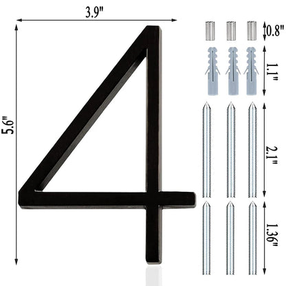 5.6inch Apartment Door Numbers Waterproof Zinc Alloy Street Mailbox Home Address Signs Black Modern House Floating Plate Digit