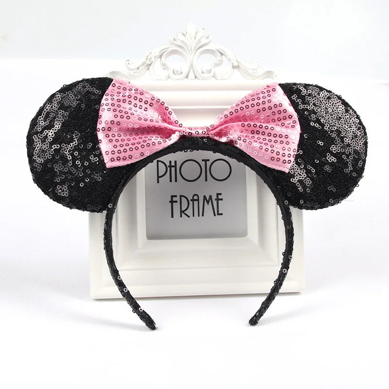 2023 New Cute Performance Party Headband Mickey Minnie Headband Mickey Mouse Bow DY Black Ear Headband Christmas HairAccessories