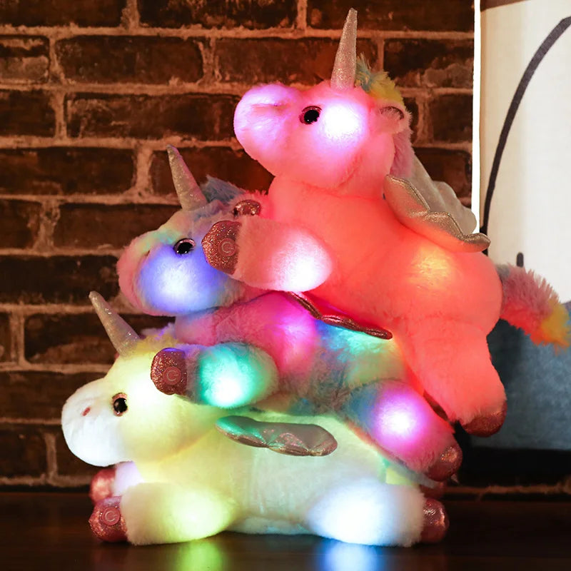 120CM Cute Glowing LED Light Unicorn Plush Toys Lovely Luminous Animal Unicorn Pillow Stuffed Dolls for Children Kids Gifts