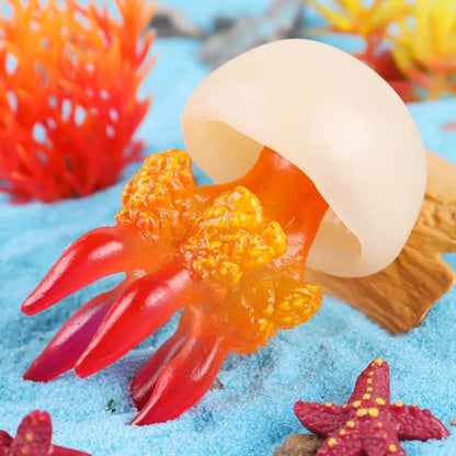 Oenux Ocean Animals Model Jellyfish Starfish Sea Anemone Coral Action Figures Aquarium PVC Miniature Educational Kids Toy Gift