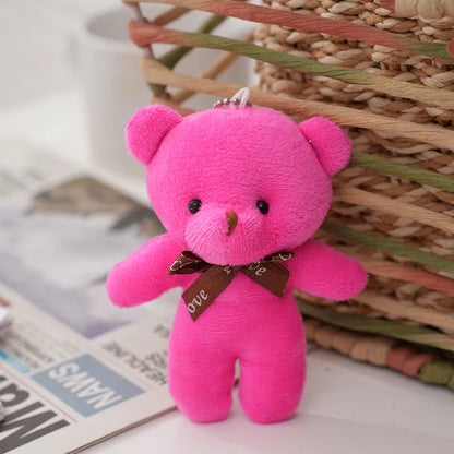 30pcs New 21Color Mini Bear Plush Doll Keychain 12cm Cute Colorful Bear Animal Stuffed Toys For Girl Bag Pendant Children Gifts