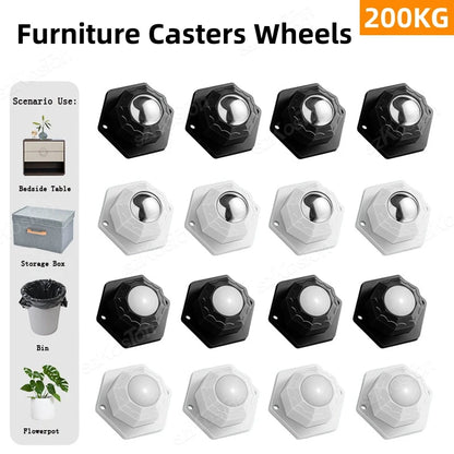 4Pcs/lot Self Adhesive Caster Wheels Mini Swivel Wheels Stainless Steel Nylon Universal Wheel 360° Rotation Sticky Heavy Pulley