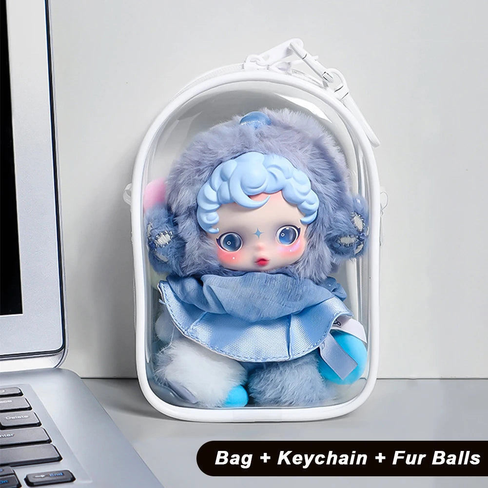 Labubu/SP Protect Case Labubu Sitting Party 15/17cm Cotton Doll Shoulder Pain Bag PVC Storage Bag Labubu Walk Bag Dustproof