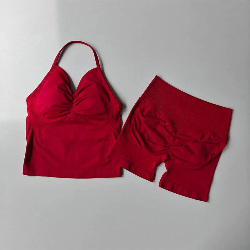 NO LOGO Women's Longline Strappy Backless Gym Top Scrunch Workout Open Back Bra Tank Top for Running Yoga Shirt