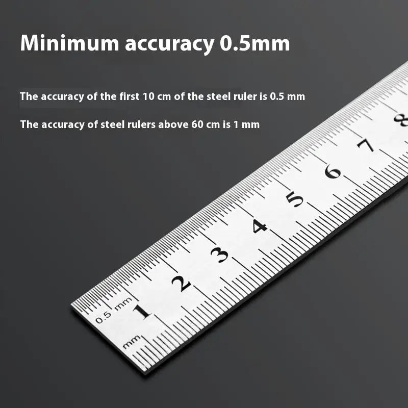 1Pcs 15/20/30/40/50/60100cm Stainless Steel Metal Straight Ruler For Home School Precision Measuring Tool Drawing Tool Supplies