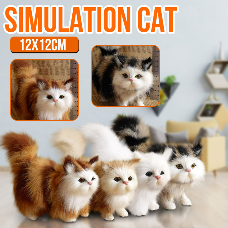 Cute Simulation Cat Plush Toys Hard Stuffed Kitten Model Fake Cat Realist Animals For Kids Girls Birthday Valentine's Day Gift