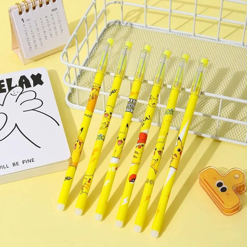 12Pcs Pokemon Pikachu Erasable Gel Pen Set, 0.5mm Cute Anime School Office Supplies for Kids Students Birthday Gifts