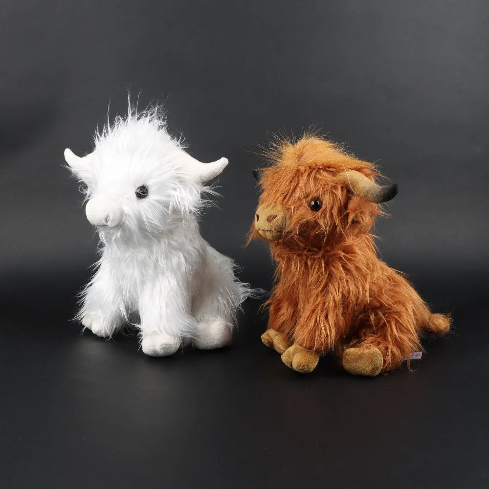 Simulation Highland Cow Animal Plush Doll Soft Stuffed Highland Cow Cattlle Plush Toy Plushie Gift for Kids Boys Girls