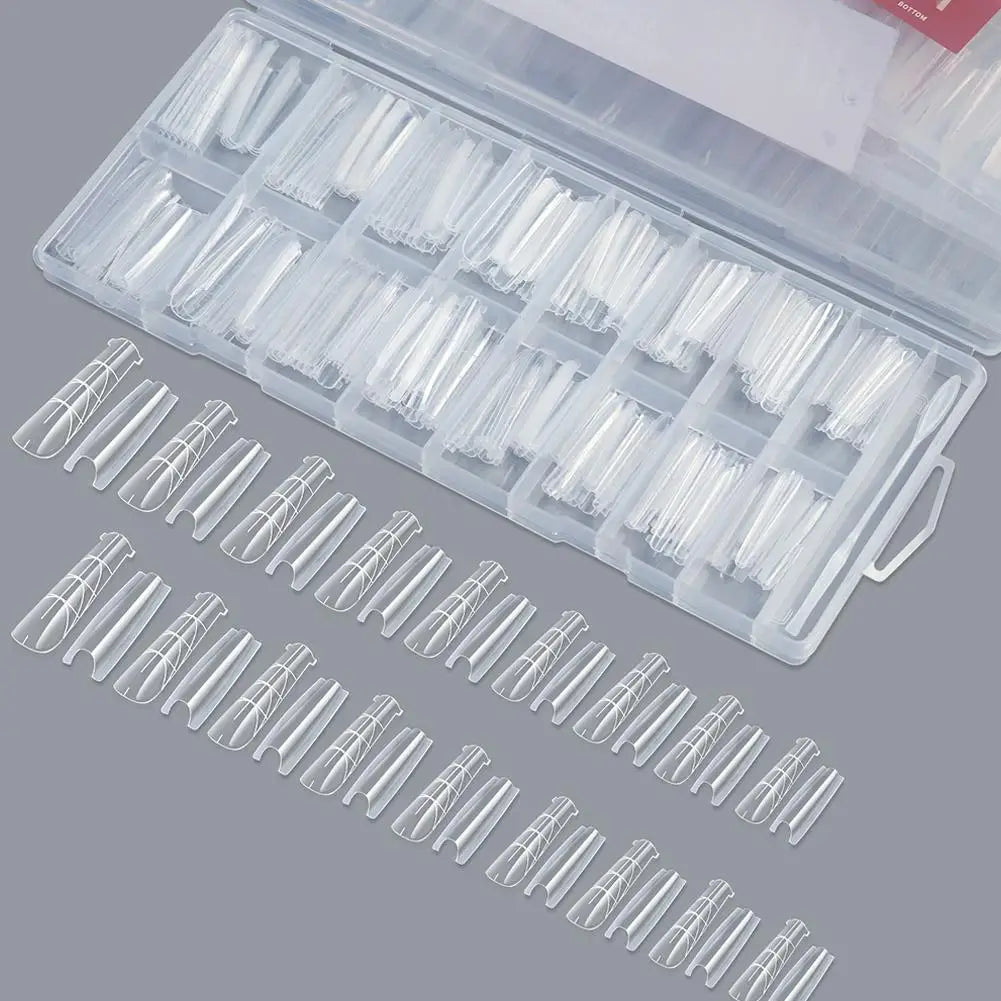 256pcs Sandwich Nail Dual Form Set Quickly Building Full Cover Tips Nail Extension Form Clear French Tip Manicure Tool