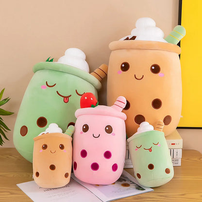 Kawaii Boba Fruit Bubble Tea All Series Cartoon Plush Toy Stuffed Animals Cute Food Milk Tea Soft Toys Room Decor Pillow Gifts