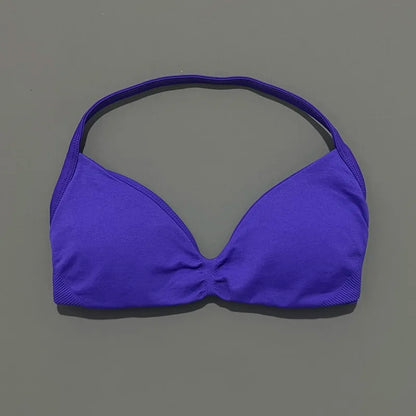 HISTELLO Strappy Bra Women Seamless Gym Underwear High Support Halter Sexy Sports Pilates Clothing Push-up Yoga Workout Tank Top