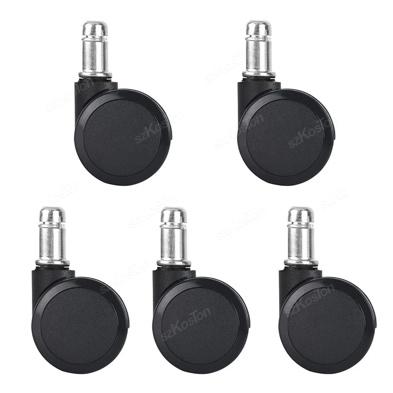 5 Pcs 2inch Universal Mute Office Chair Wheel Caster Heavy Duty Swivel Castor Replace Furniture Wheels Roller Rubber Brake DIY