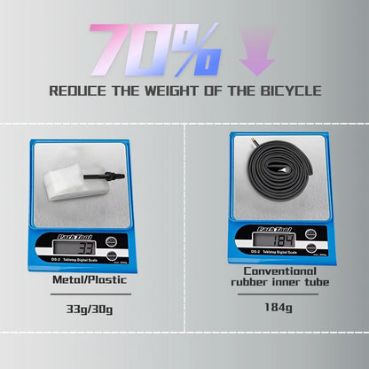 BKPTX 1Pcs 28g Metal/Plast Ultralight Bike TPU Inner Tube 700X18 25 28 32 Road Bicycle TPU Material Tire Length French Valve
