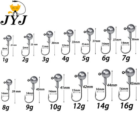 WODJYJ 1g 2g 3g 4g 5g 7g 8g 10g 14g 20g 28g jig head hook for fishing tackle ,rig soft worm hook crank lure bait hook
