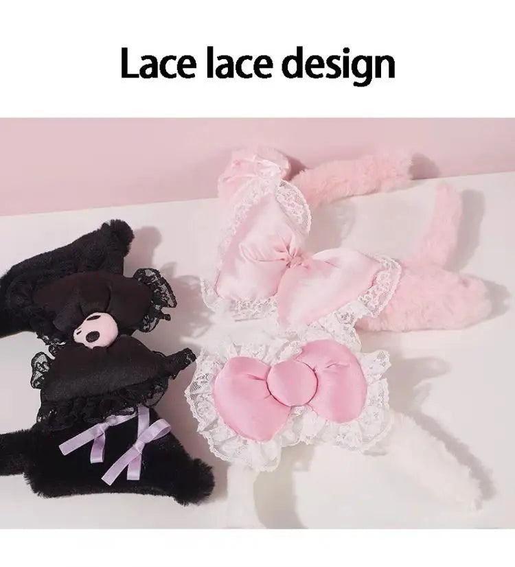 Sanrio Washing Face Headband Hello Kitty Kuromi Melody Plush Hair Accessories Cartoon Hair Hoop Lolita Style Sweet Headdress