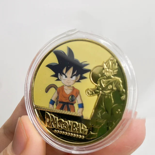 Dragon Ball Gold Plated Gold Coin Son Goku Vegeta Commemorative Coins Children Classic Anime Peripherals Collection Toy Souvenir
