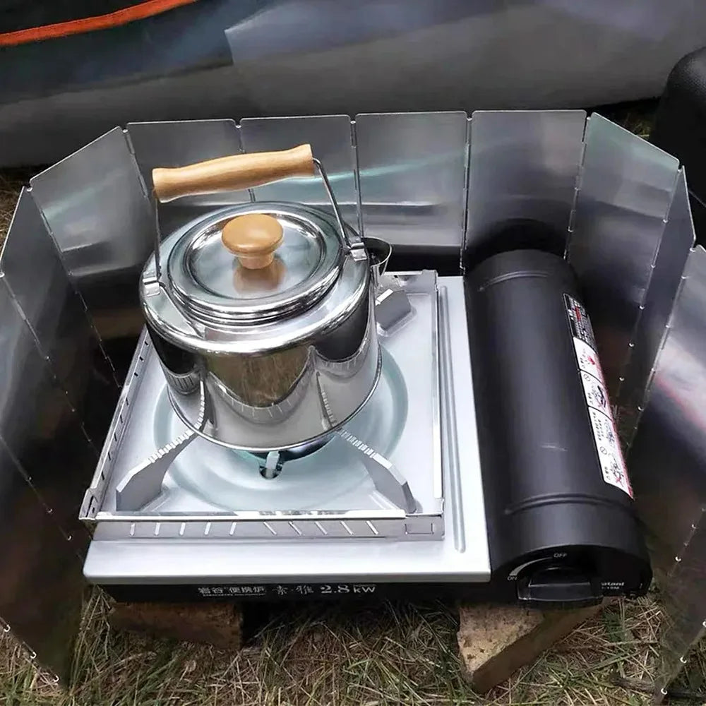 8/9/10 Plates Gas Stove Wind Shield Outdoor Camping Picnic Cooking Burner Windproof Screen Aluminum Alloy Wind Screen